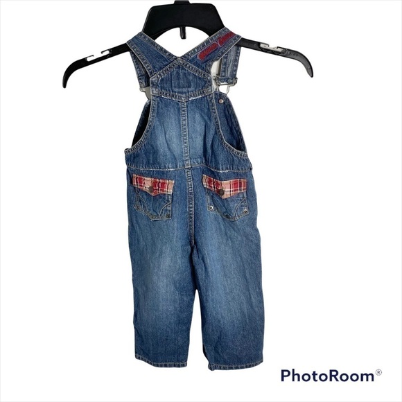 Guess Jeans Denim Overalls 24 months Plaid Accent Kids Toddler Baby - Picture 3 of 6